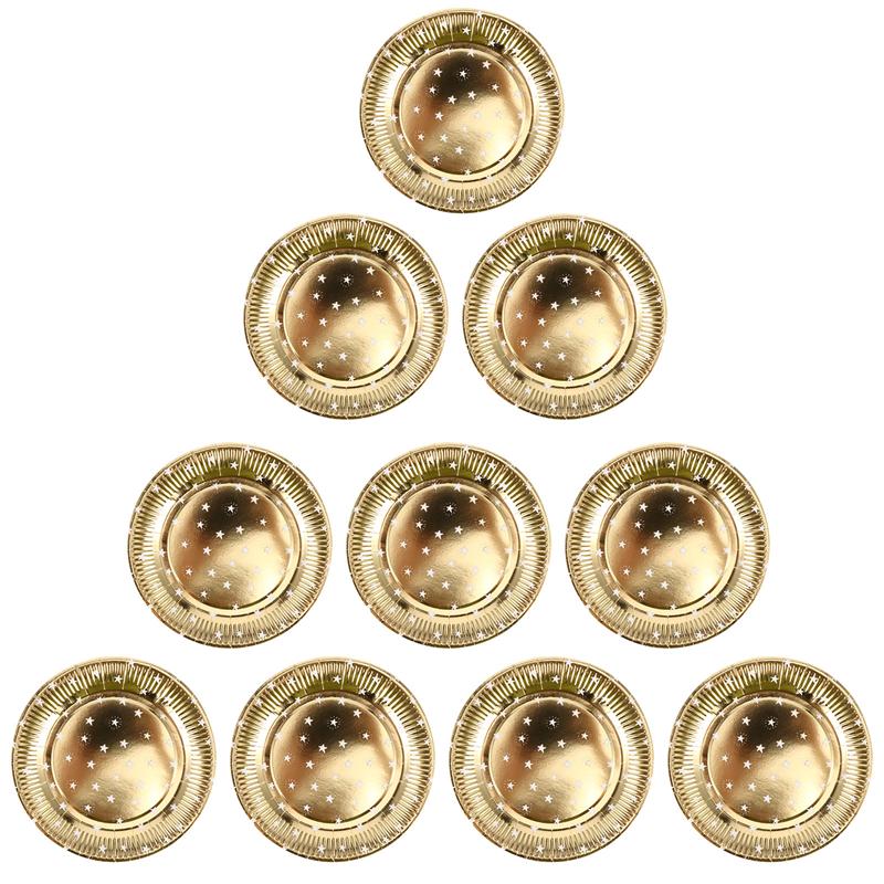 10Pcs Star Patterned Disposable Plates Paper Plates Light Paper Trays Disposable Dishes