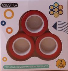 Magnetic Rings Anti-stress toy ring Stress Relief Ring toy For Autism ADHD Anxiety stress Relief Focus fidget finger ring: RED 3pcs