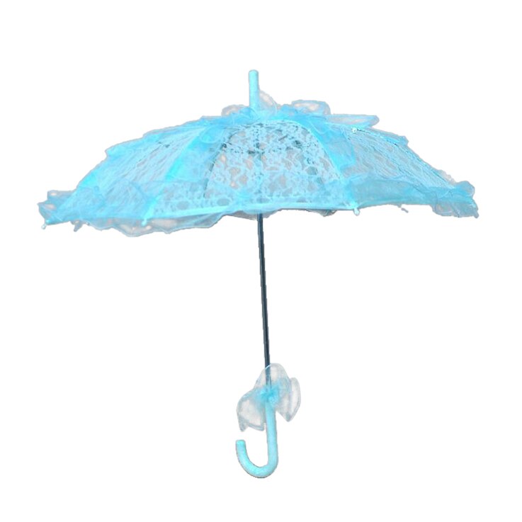 Stijlvolle Western Style Paraplu Kant Fleur Parasol Decoratie Bruiloft Bruid Paraplu: Blue 56 x 58