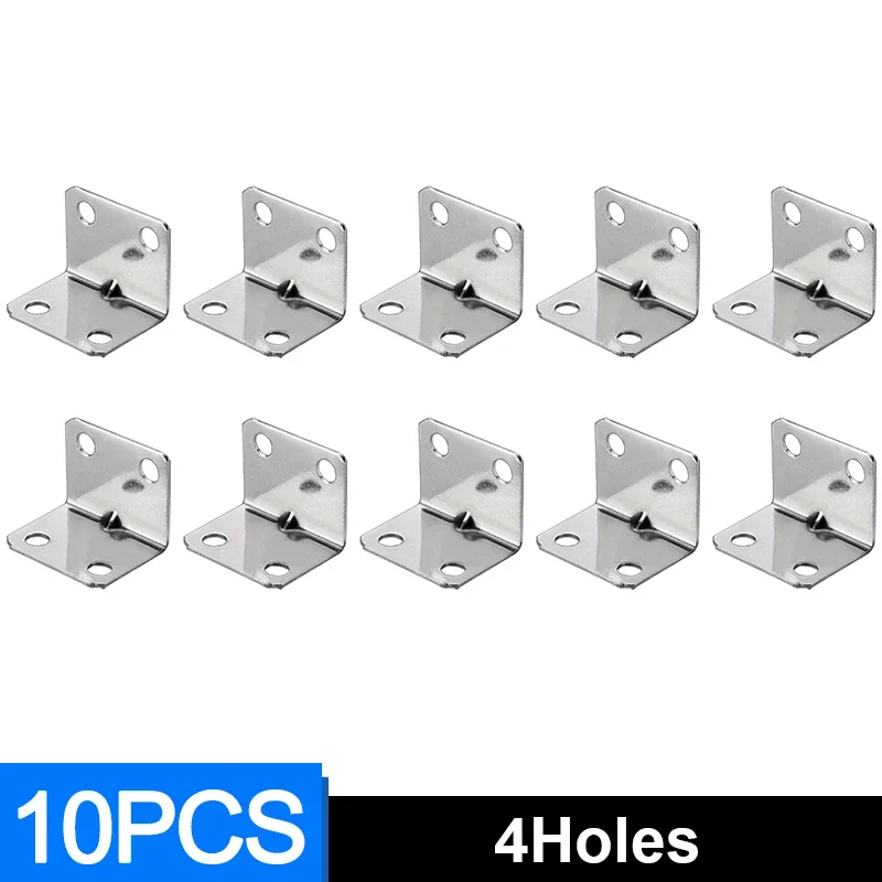 Soporte de esquina Universal de acero inoxidable, soporte fijo de ángulo recto de 90 grados, muebles de madera, marco de cama, accesorios para gabinete, 50/10 Uds.: Cromo
