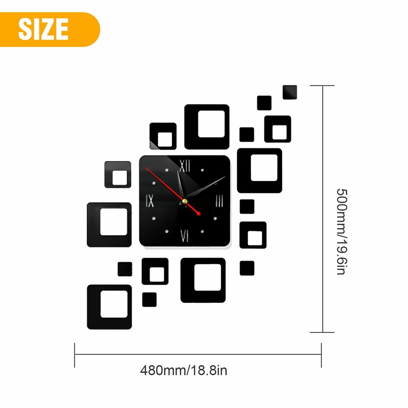 Modern style DIY 3d Large wall clock stickers Kitchen Clocks Acrylic Mirror Stickers Oversize Wall Clock Home Letter Home Decor