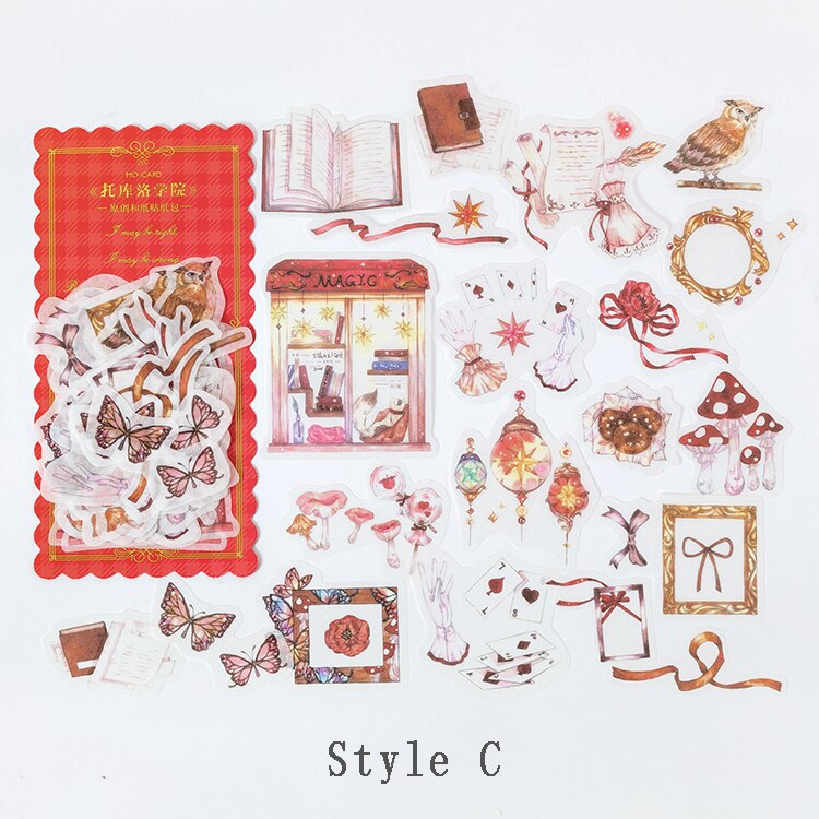 Mr. Papier 60Pcs Brief Van Magic Deco Dagboek Grote Washi Sticker Scrapbooking Label Planner Doodling Decoratieve School Briefpapier: C