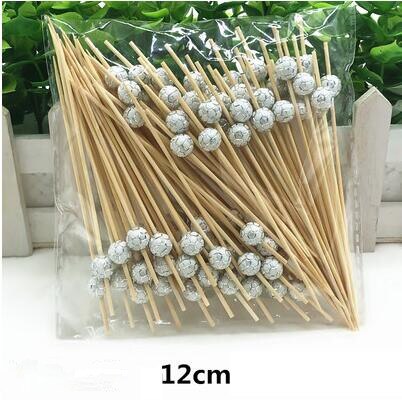 100pcs 12cm Soccer fan Party supplies stick Cocktail Drink Stirring Sticks Food Dessert Picks Fruit Fork Cupcake Decorations: silver