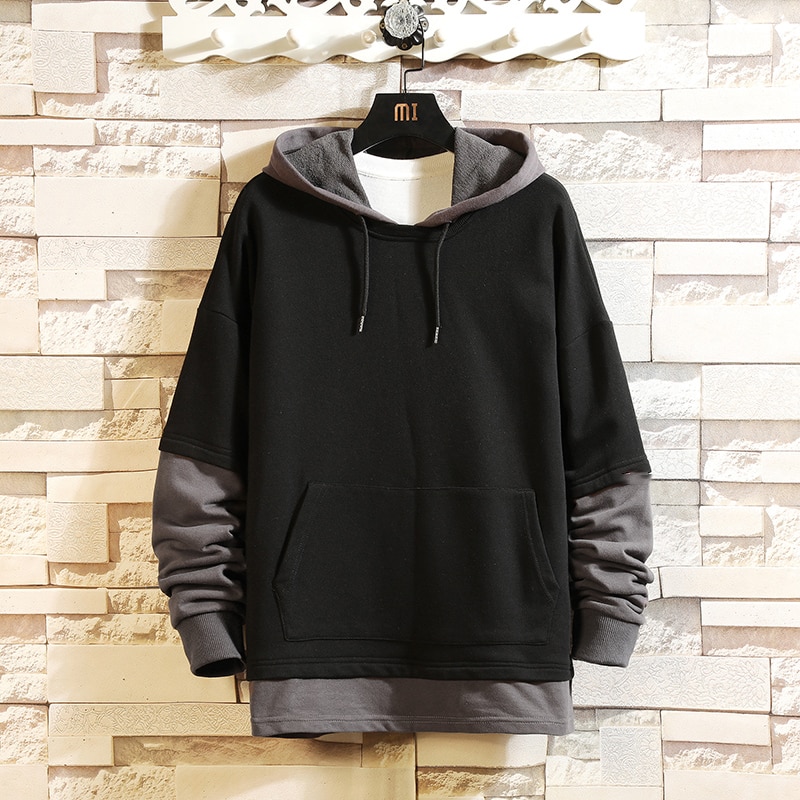 Casual Men Hip HOP Hoodies Sweatshirts Streetwear One Piece Brand Black Grey