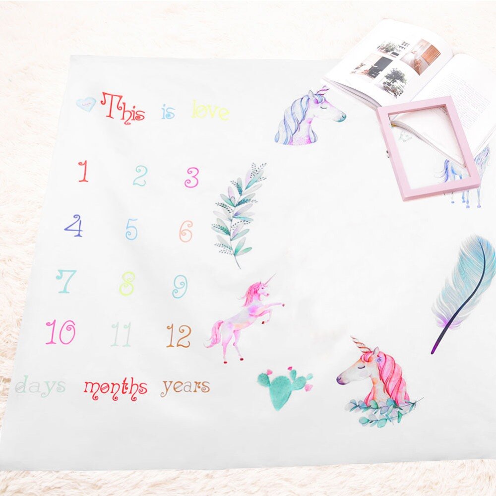 Baby Baby Milestone Deken Foto Fotografie Prop Dekens Achtergrond Doek Kalender Eenhoorn Bebe Jongen Meisje Foto Accessoires