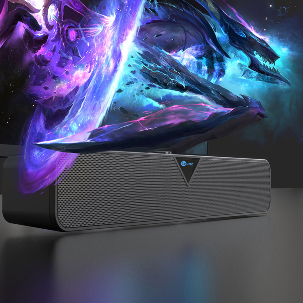Lenovo Lecoo DS102 Bluetooth Computer Speaker USB Powered Wired Computer Sound Bar Mini Soundbar Speaker Subwoofer