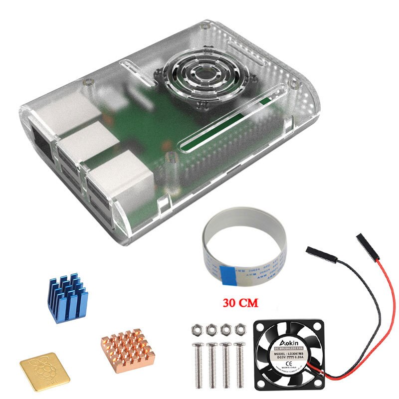 Aokin raspberry  pi 4 fodral, raspberry  pi 3 b plus fodral som är kompatibelt med raspberry  pi 2b, pi 3b: Pi3 genomskinliga kit 4