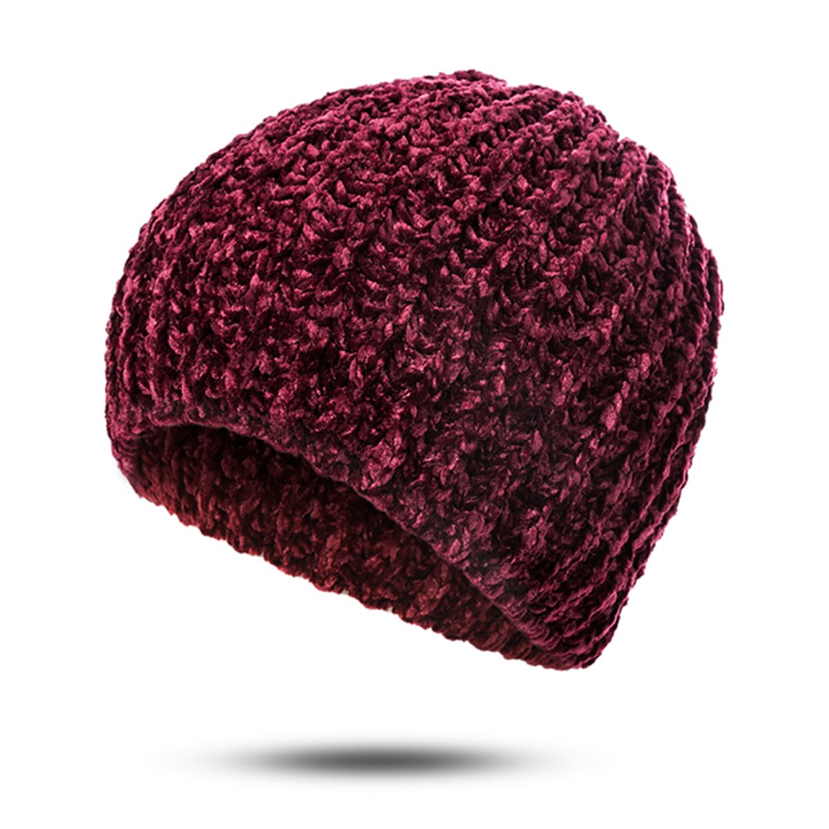 Mltbb vinter kvinder klassisk beanie hat vinter blød varm hatte til damer hækning hat ski cap chenille kranhætte kvindelig motorhjelm: Rød