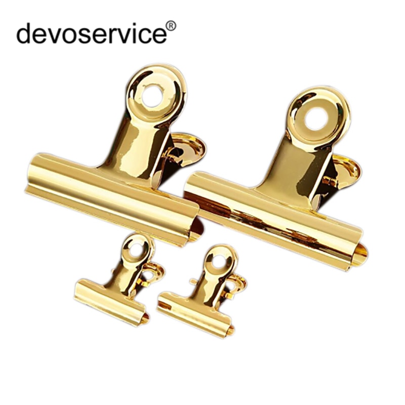1Pc 30 75MM Round Metal Grip Clips Gold Bulldog Book Clip Stainless Steel Ticket Clamp Photo Holder Office Stationery Supplies