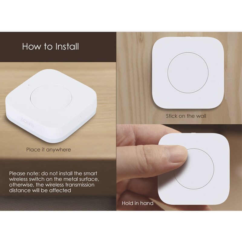 Xiaomi aqara mini switch nøgle smart trådløs fjernbetjening en nøglekontrol multifunktionel intelligent zigbee wifi til homekit mijia app