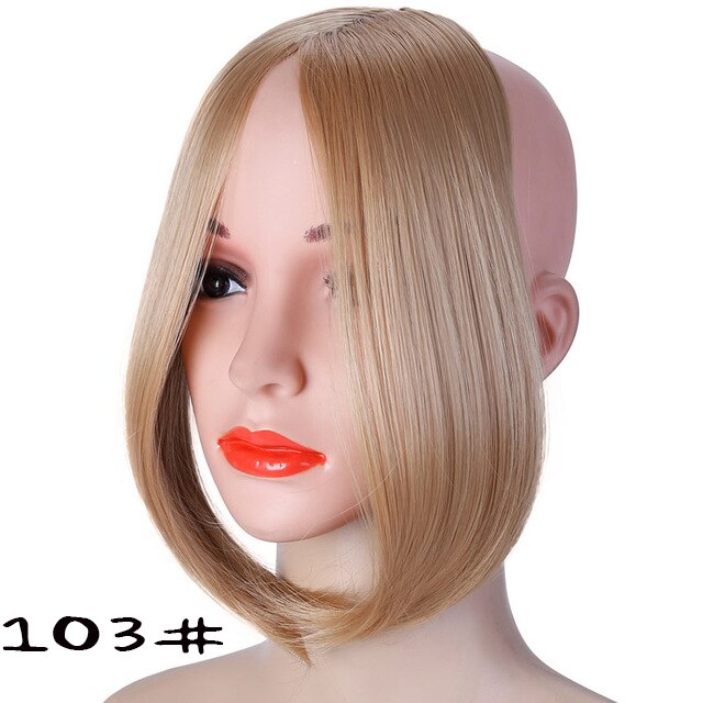 MANWEI longue frange Clip sur les cheveux avant Bang deux côtés frange Extension de cheveux naturel résistant à la chaleur synthétique frange morceau de cheveux: 1B/27HL