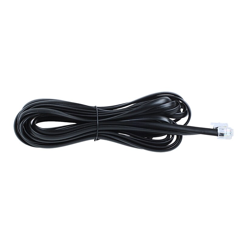 6P6C RJ11 Telephone Extension Fax Modem Cable Line 5M Length Black: Default Title