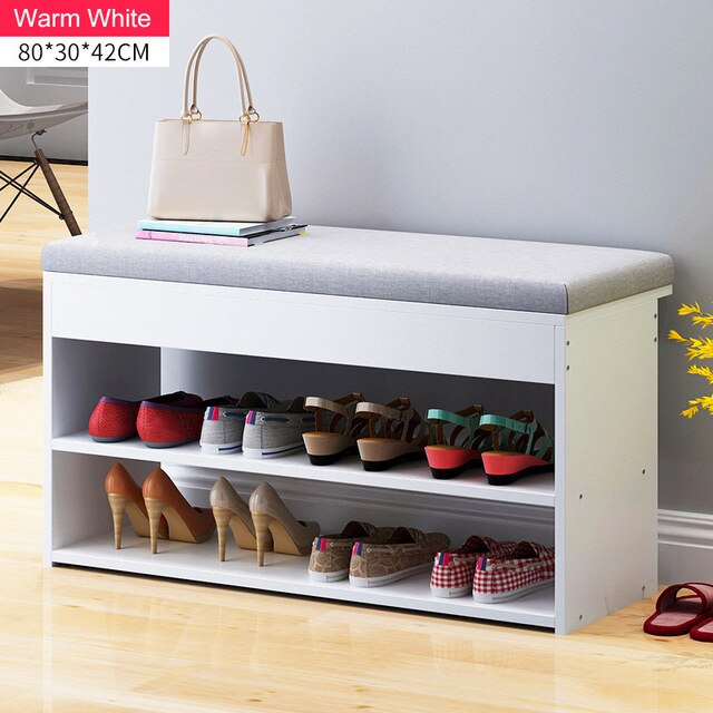 Nordic Entrance Shoe Bench Storage Stool Multi-function Double-layer Shoe Rack Living Room Sofa Stool: B