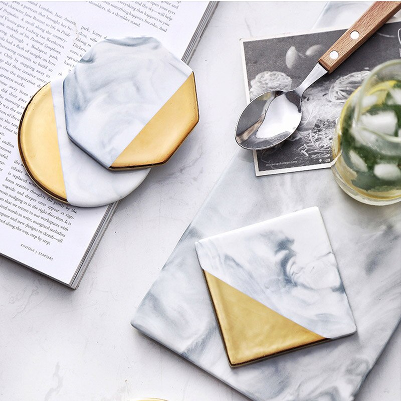 Onderzetter van keramiek, hittebestendig marmerpatroon voor keuken, thuis, koffie en thee, din 889