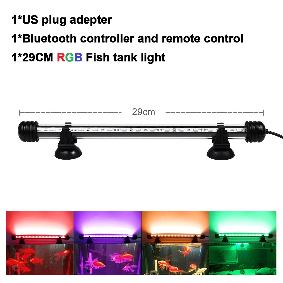 Tuya Smart Aquarium Light RGB Wifi LED Fish Tank Light Underwater Fish Lamp Tube Aquariums Decor Lighting Plant Growth Lamp: 29CM US plug