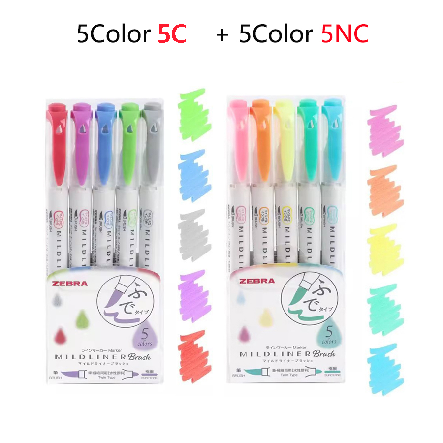 Marker evidențiator cu vârf dublu zebra, manual colorat, marker pentru subliniere, grosime variabilă, vârf moale, wft, set limitat de 8: Verde armată