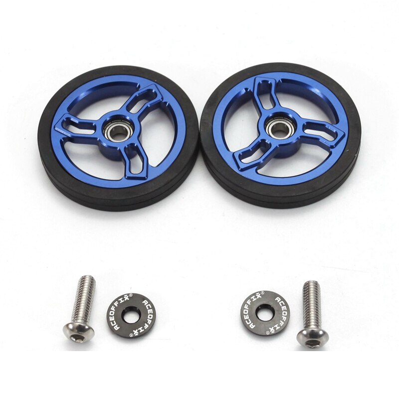 Aceoffix 1pair 56mm Easywheel for Brompton Accessories Easy Wheel 2022 Aluminum Alloy Ultralight 48g: blue