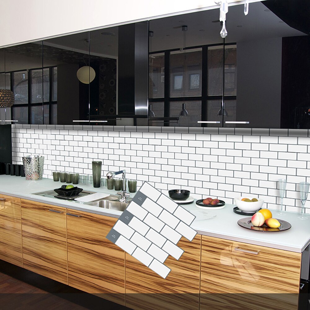 Kitchen Bathroom Self Adhesive Wall Tiles Vinyl Wallpaper 3D Peel and Stick Backsplash
