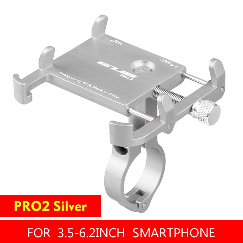 GUB – Support de téléphone portable universel pour vélo, 3.5 à 7.15 pouces, pour Smartphone, GPS, vtt, cyclisme, pour Iphone 7, 8, XS, Huawei: Pro2-Sliver