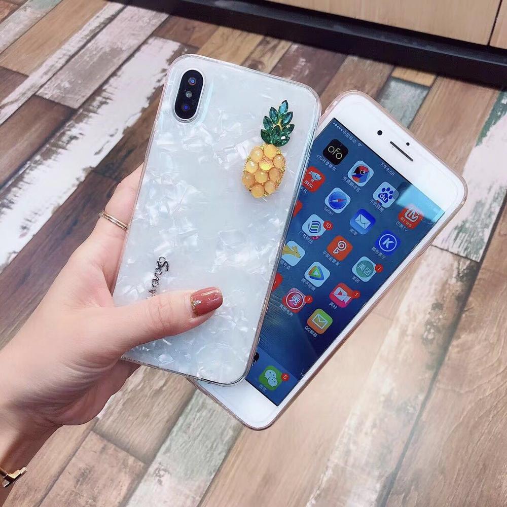 Luxury Rhinestone Pineapple Pearls Phone Case Soft TPU Cover Korea Casing For iPhoneXS MAX 8PLUS 6s 7plus Skin Shell Protection