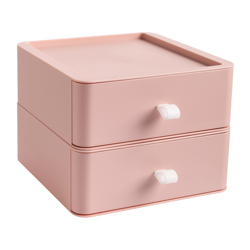 Desktop Stackable Organizer Drawer Makeup Storage Box Organizing Container Masks Lipsticks Bathroom Office Accessories: Pink