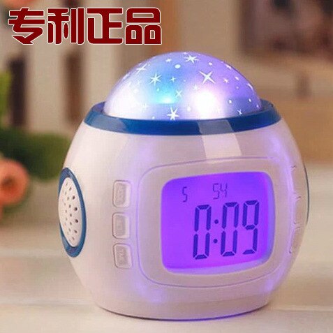 Romantische sterrenprojectieklok natuurlijk geluid muziek wekker studenten kinderen dempen snooze elektronische wekker