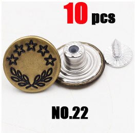 10 Stks/zak 17 Mm Metalen Jeans Knop Naaien Kleding Accessoires Broek Jean Knop Decoratie Voor Diy Naaien: NO.22 10pcs