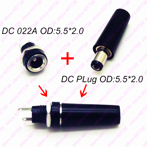 10 STKS DC Power Connector pin 2.1x5.5mm Vrouwelijke Plug Jack + Stekker Jack Socket Adapter DC-022A