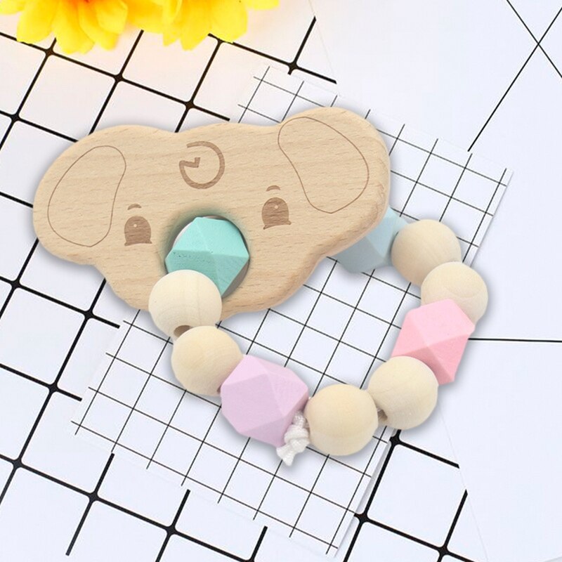 Baby Bijtring Armband Molaire Stok Beuken Houten Speelgoed Baby Armband Speelgoed Baby Care Armband Hand Lijm Zorg Geschenkdoos