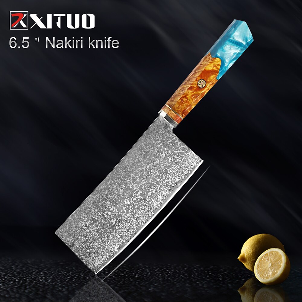 XITUO Kitchen Chef Knife Damascus Knife Set Japanese Knife Damascus Steel VG10 Santoku Paring Knives Cooking Tool: 7-DMTLSZ-R10