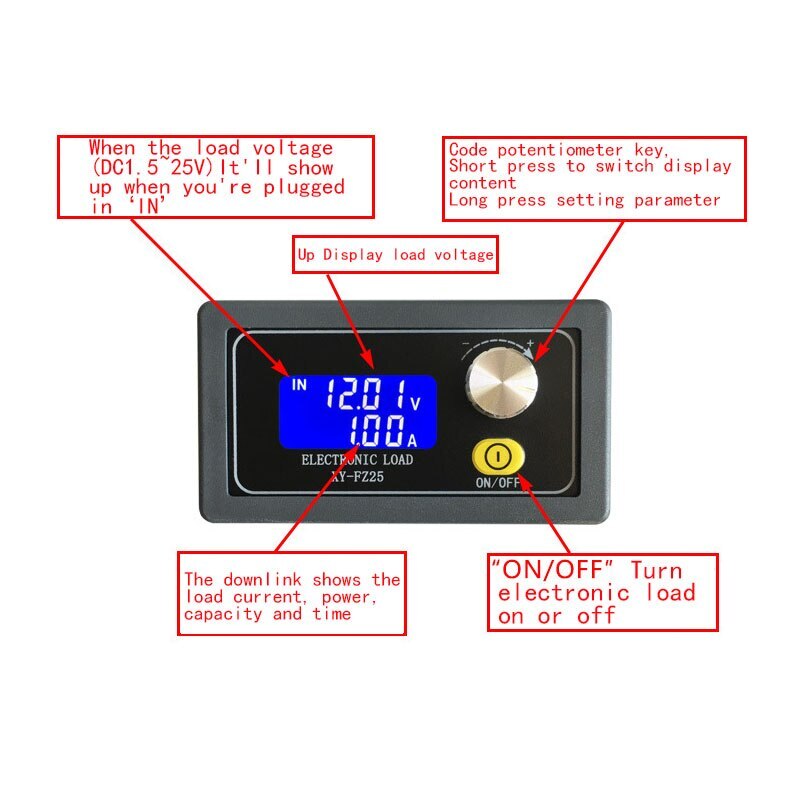 Constant Current Electronic Load Tester Power Aging Adjustable Load Detector Battery Capacity Tester With Cooling F-A-N^