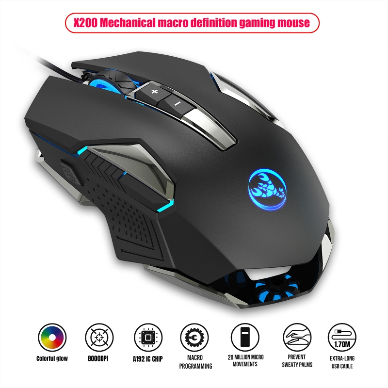 Wire Gaming Mouse 8 Buttons RGB Backlight Max 8000 DPI with 4 Adjustable Level Mouse Lightweight USB Computer Mouse