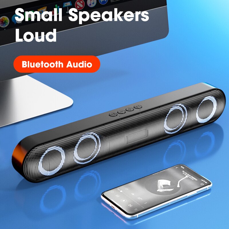 4D Soundbar Speakers Bluetooth 5.0 Home Loudspeaker Box 360° Surround Stereo Subwoofer Sound Bar for PC Laptop Cool Lights Mode