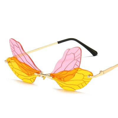 Dames zonnebril zonder montuur, vintage libelle, steampunk zonnebril, heren montuurloos, gradiënt, heldere glazen, zonnebrillen, oculos: 13