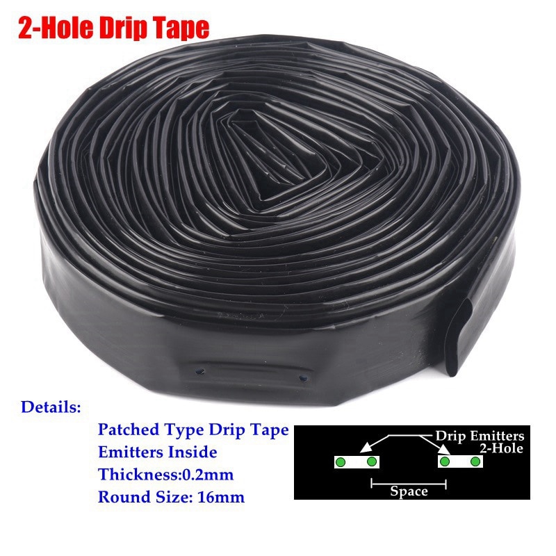 5 5050m16mm 2-hole irrigação gotejamento fita estufa sob filme irrigação gotejamento mangueira micro sistema de irrigação agilizar soaker mangueira