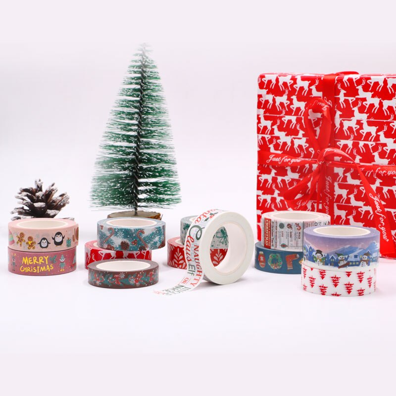 Merry Christmas foil Masking Washi Tape Decorative Adhesive Tape Decora Diy Scrapbooking Sticker Label Stationery