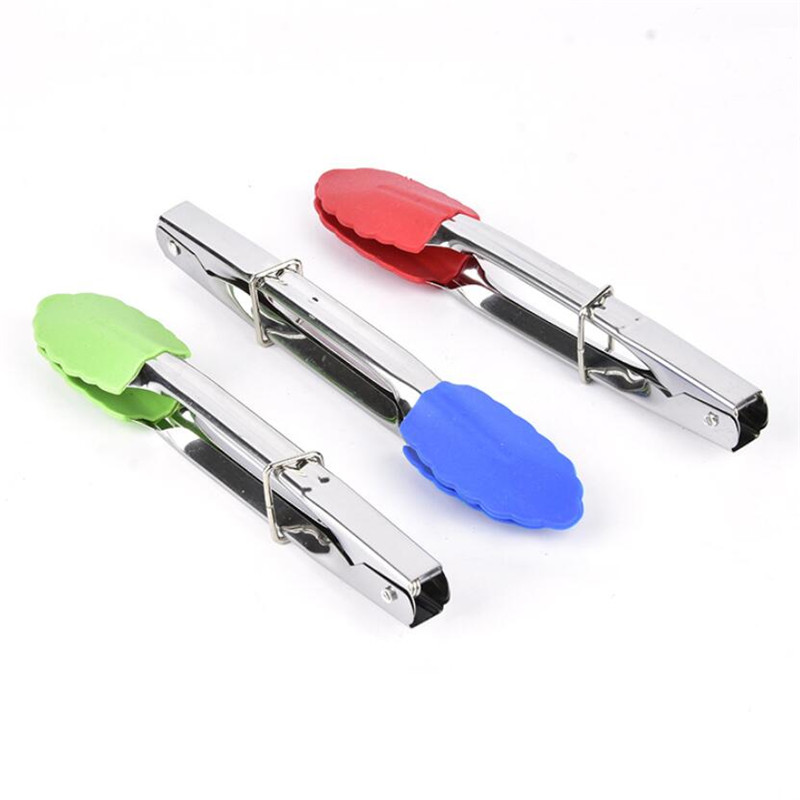 Pinzas para comida de cocina, pinzas para barbacoa, ensalada, parrilla, pinza de silicona para comida, pinza para pan, Clip para pastel de 7 pulgadas