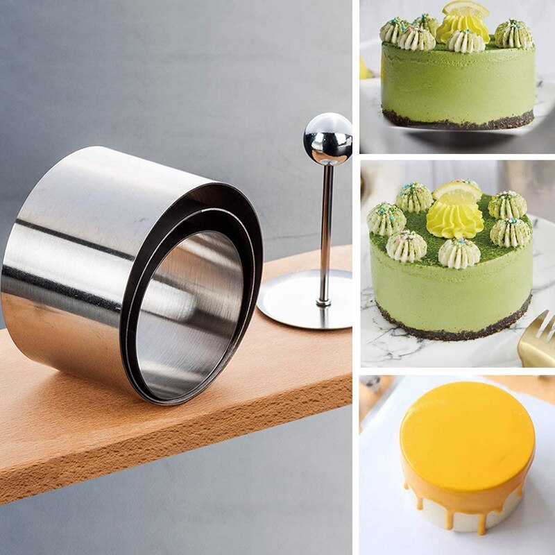 4PCS Stainless Steel Round Cold Dish Mold with Push Plate Kitchen Hotel Dish Tool Salad Plate Fried Rice Forming Mold