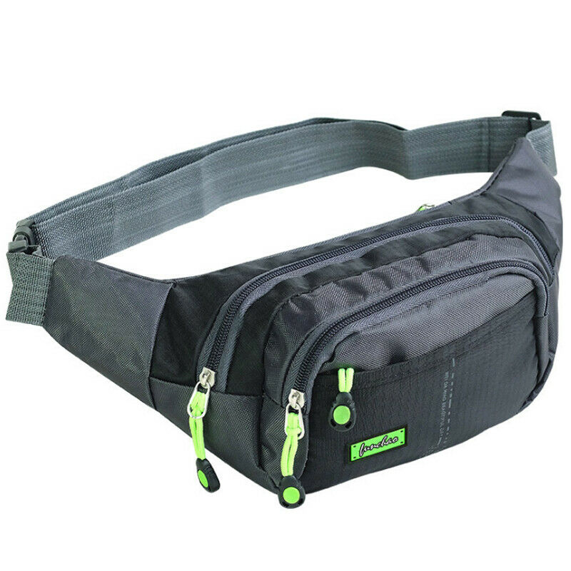Unisex lærredstaske fanny pack talje hoftebæltetaske håndtaske pung rejsetaske sport bevis vandtæt bum: Sort