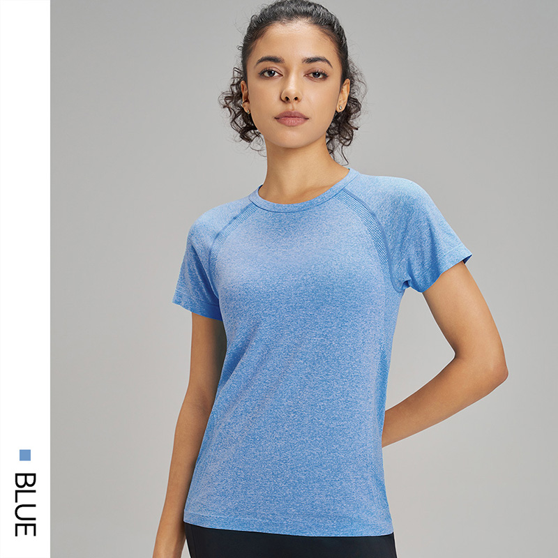 T-Shirt de sport à manches courtes pour femmes, dix couleurs, séchage rapide, sweat-shirt respirant, vêtements de Fitness, couleur unie, Yoga, haut à manches courtes