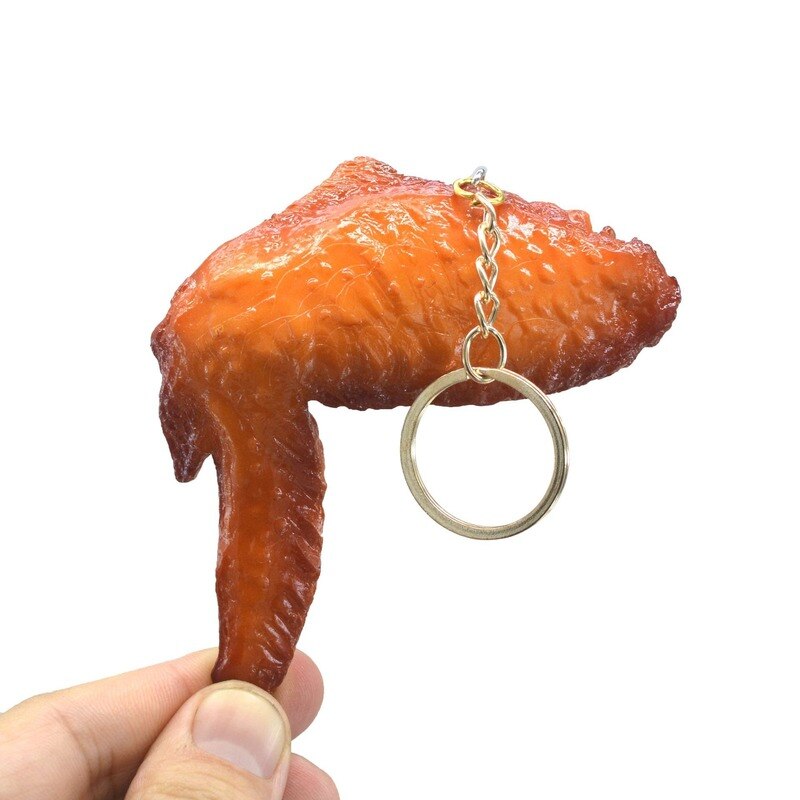 Imitatie Voedsel Sleutelhanger Franse Kip Nuggets Gebakken Kip Been Voedsel Hanger Sleutelhanger Cadeaus Voor Vriendje Kid Speelgoed