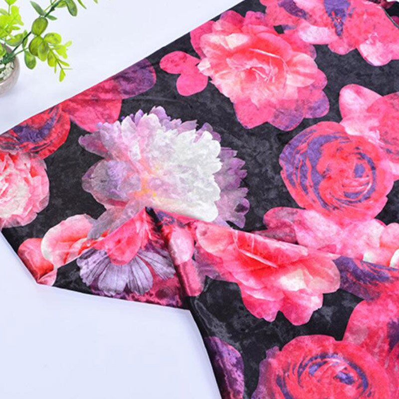Velvet Dress Print Fabric Cloth Gorgeous Fabric Velvet Pajamas Dress Clothes Glossy Soft Velvet Home Textile Curtain: 3 / 1 yard