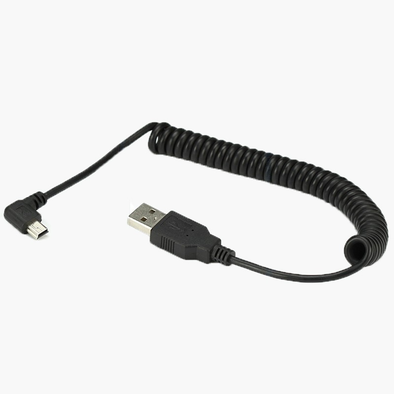 90 Graden Usb Mini Usb Kabel Haaks Usb A Male Naar Mini Usb Haaks Mannelijke Lente Intrekbare Kabel sync Data Cabo 1M