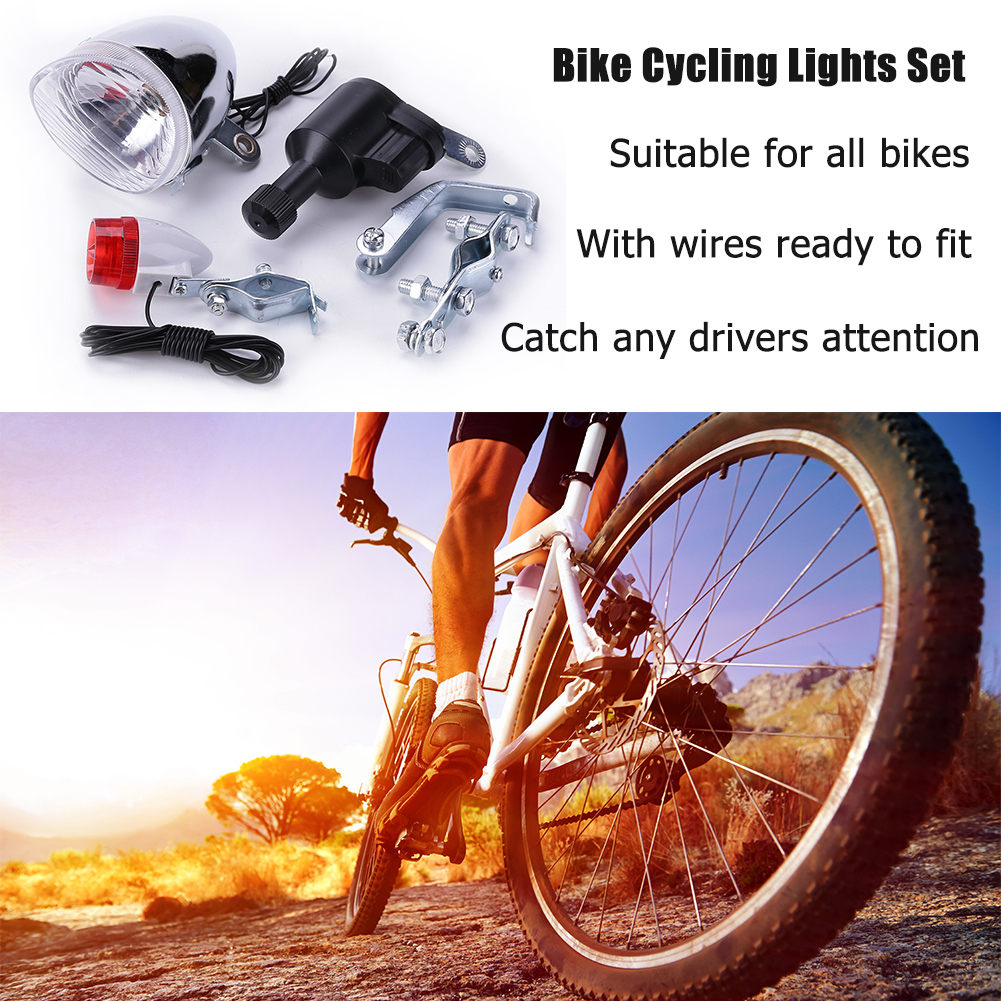 Juego de luces de dinamo para ciclismo, seguridad, sin necesidad de baterías, faro trasero