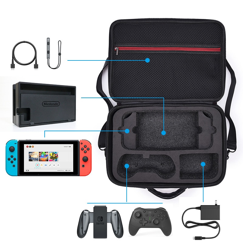 Sac à main à coque rigide de transport, sac de rangement de voyage, sac à bandoulière de protection, Compatible avec Nintendo Switch, accessoires pour Console Joy Con