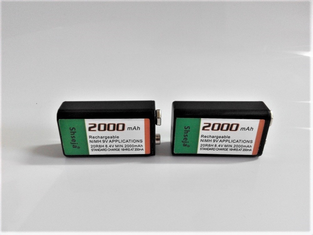 2 stks/partij 9v oplaadbare batterij Grote capaciteit 2000mah 9V NiMH batterij + Universele 9v AA AAA 18650 14500 CR123A lader set