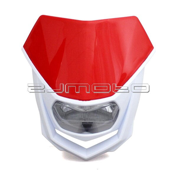 ZJMOTO H4 35W Scheinwerfer Verkleidung Blau Off Road Motorrad Scheinwerfer Enduro Scheinwerfer Streetfighter Für Yamaha YZ YZF WR WRF DT XT: red white