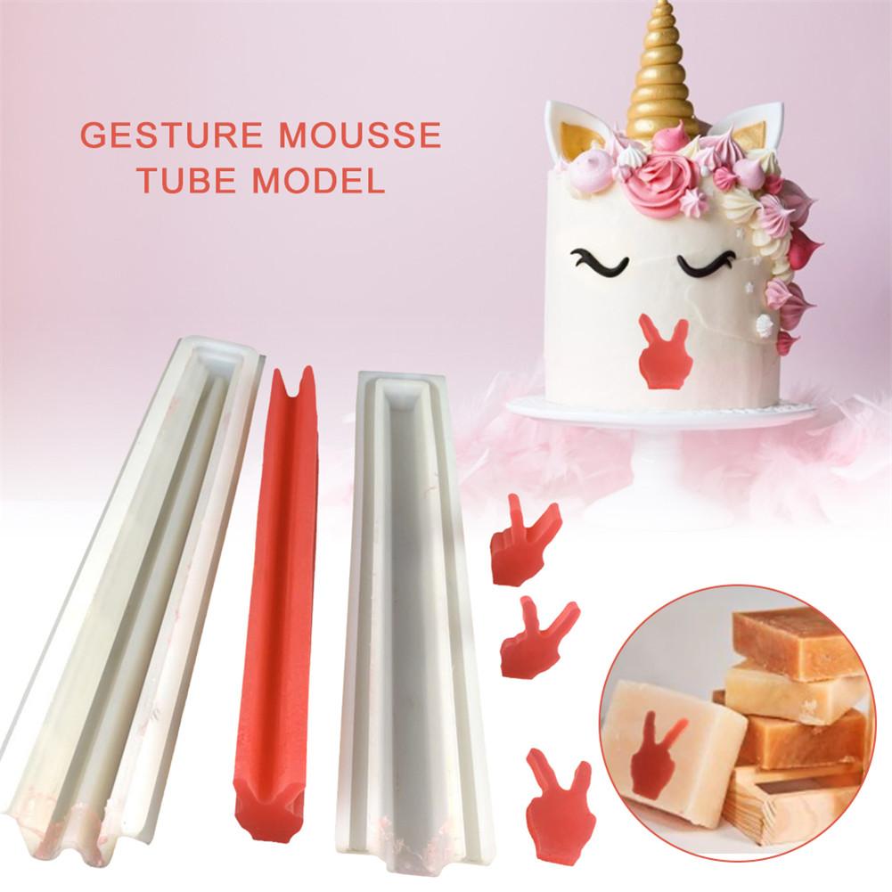 Siliconen zeepmal in de vorm van een gebaar, wasbare herbruikbare mousse cake tube mal voor het maken van taarten, doe-het-zelf knutselwerkjes