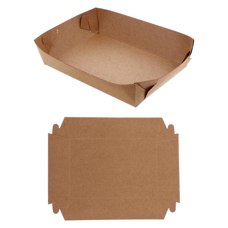 100/50Pcs Disposable Paper Food Serving Tray Kraft Paper Take-Out Boat Shape Snack Open Box French Fries Chicken Storage Tray: 50Pcs 16X11X4cm