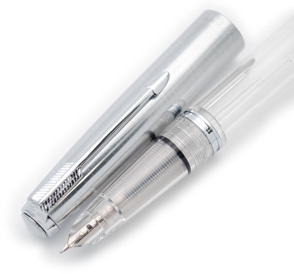 Yongsheng 601 Steel Cap Vacumatic Fountain Pen Fine Nib 0.5mm Popular Ink pen School Business Office Writing Pen: Clear